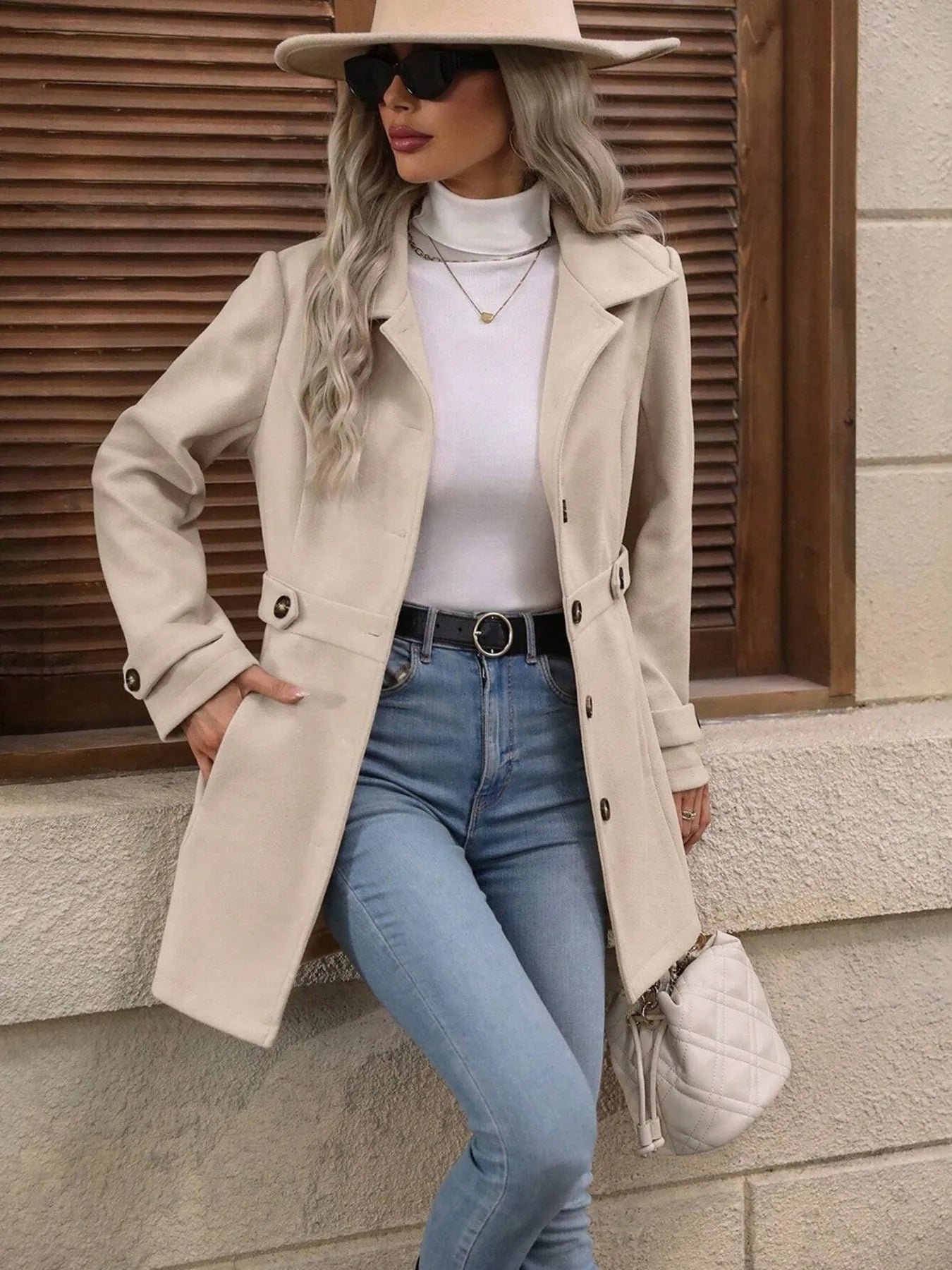 Button Up Long Sleeve Coat - Tigbul's Variety Fashion Shop