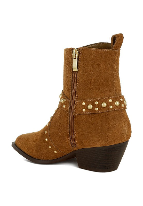 Rodeo Studded Suede Ankle Boots - Tigbul's Variety Fashion Shop