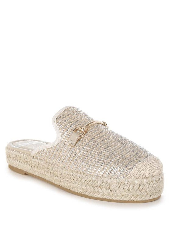 Marama Horsebit Embellished Raffia Mules - Tigbul's Variety Fashion Shop