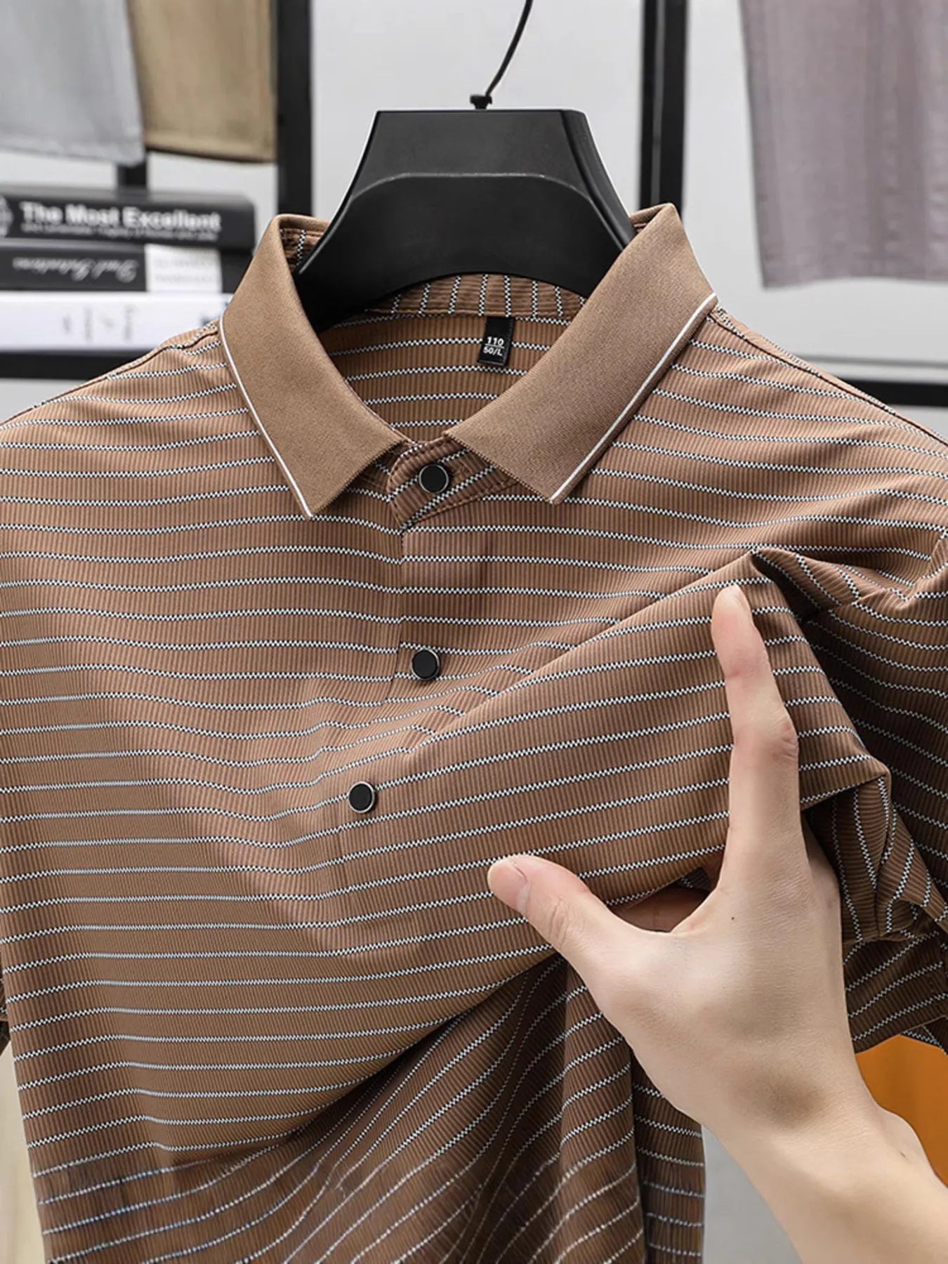 Men's Full Size Striped Button Detail Short Sleeve Polo Plus Size - Tigbul's Variety Fashion Shop