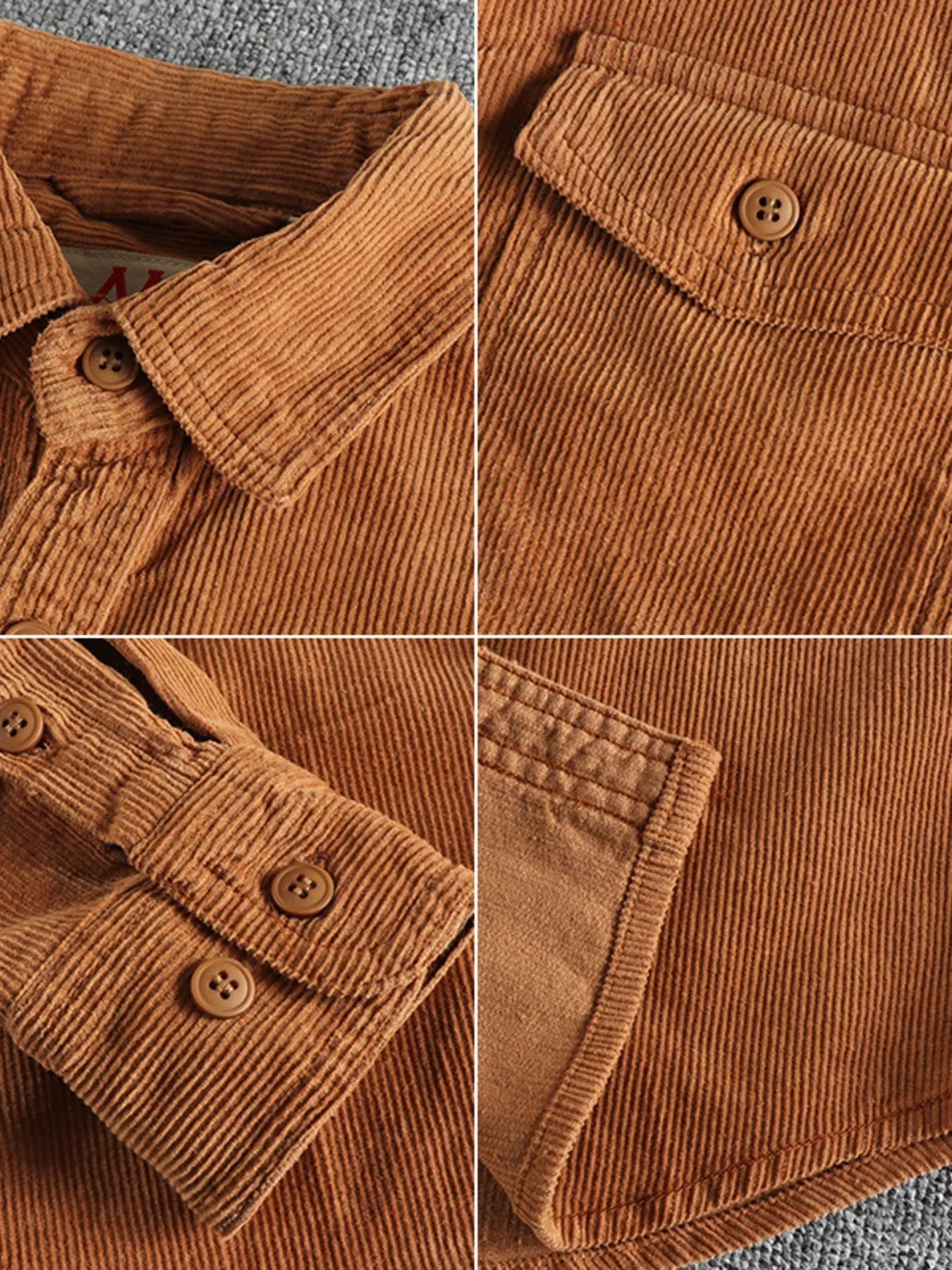 Men's Plus Size Corduroy Long Sleeve Button Up Shirt - Tigbul's Variety Fashion Shop