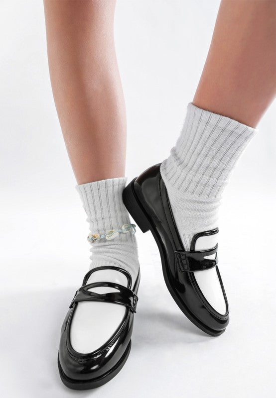 Bugle Duo Tone Penny Loafers - Tigbul's Variety Fashion Shop