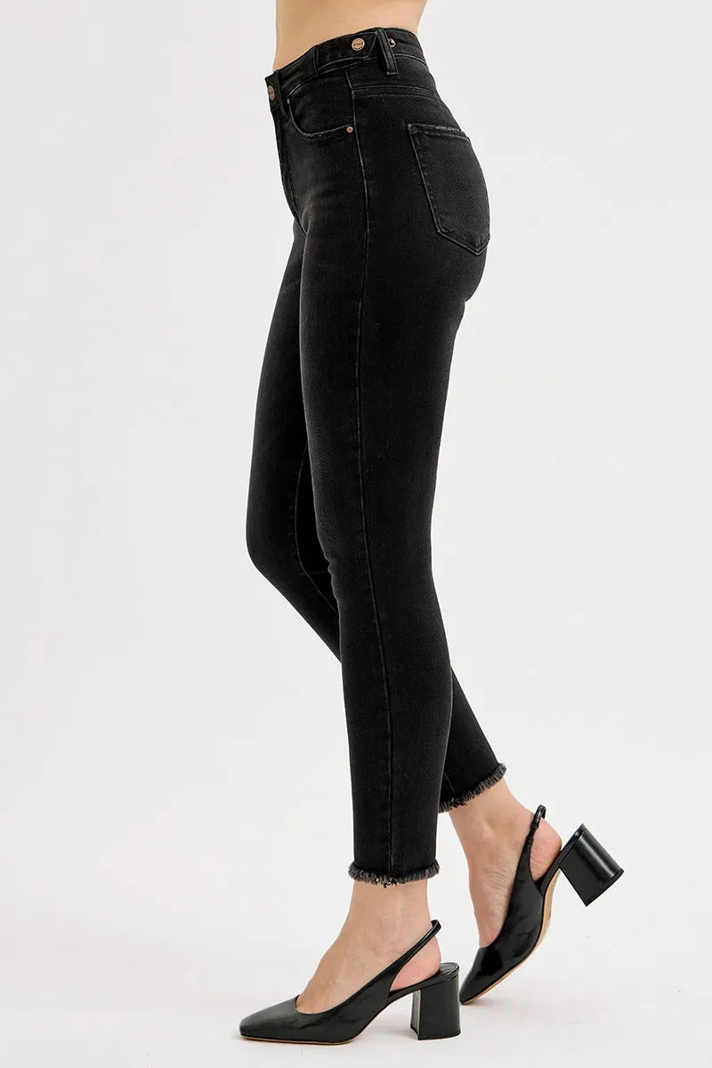 RISEN Full Size Tummy Control High Rise Adjustable Waist Skinny Jeans Plus Size - Tigbul's Variety Fashion Shop