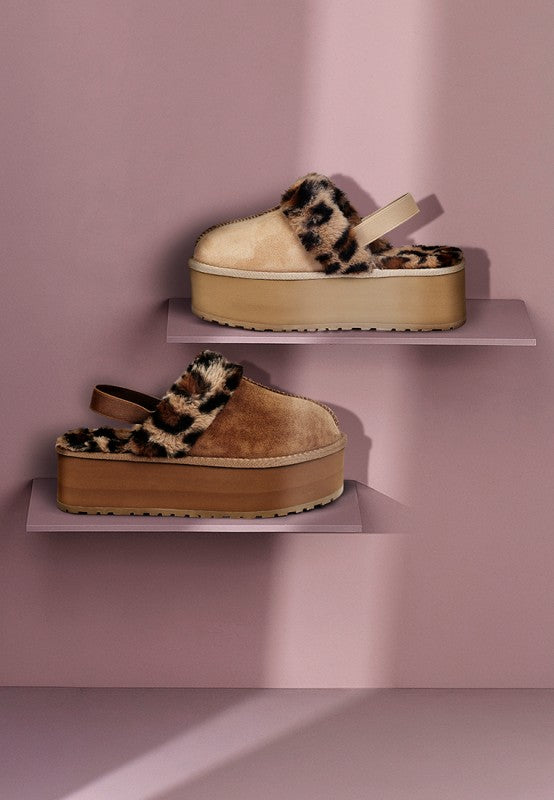 Kutchu Leopard Faux Fur Platform Classic Slingback - Tigbul's Variety Fashion Shop