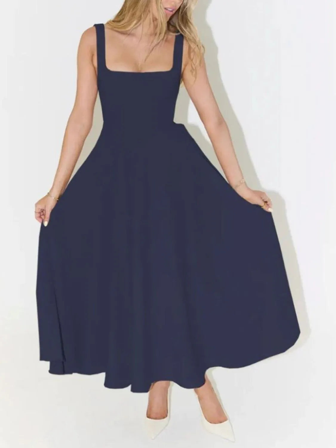Square Neck Sleeveless Midi Dress - Tigbul's Variety Fashion Shop