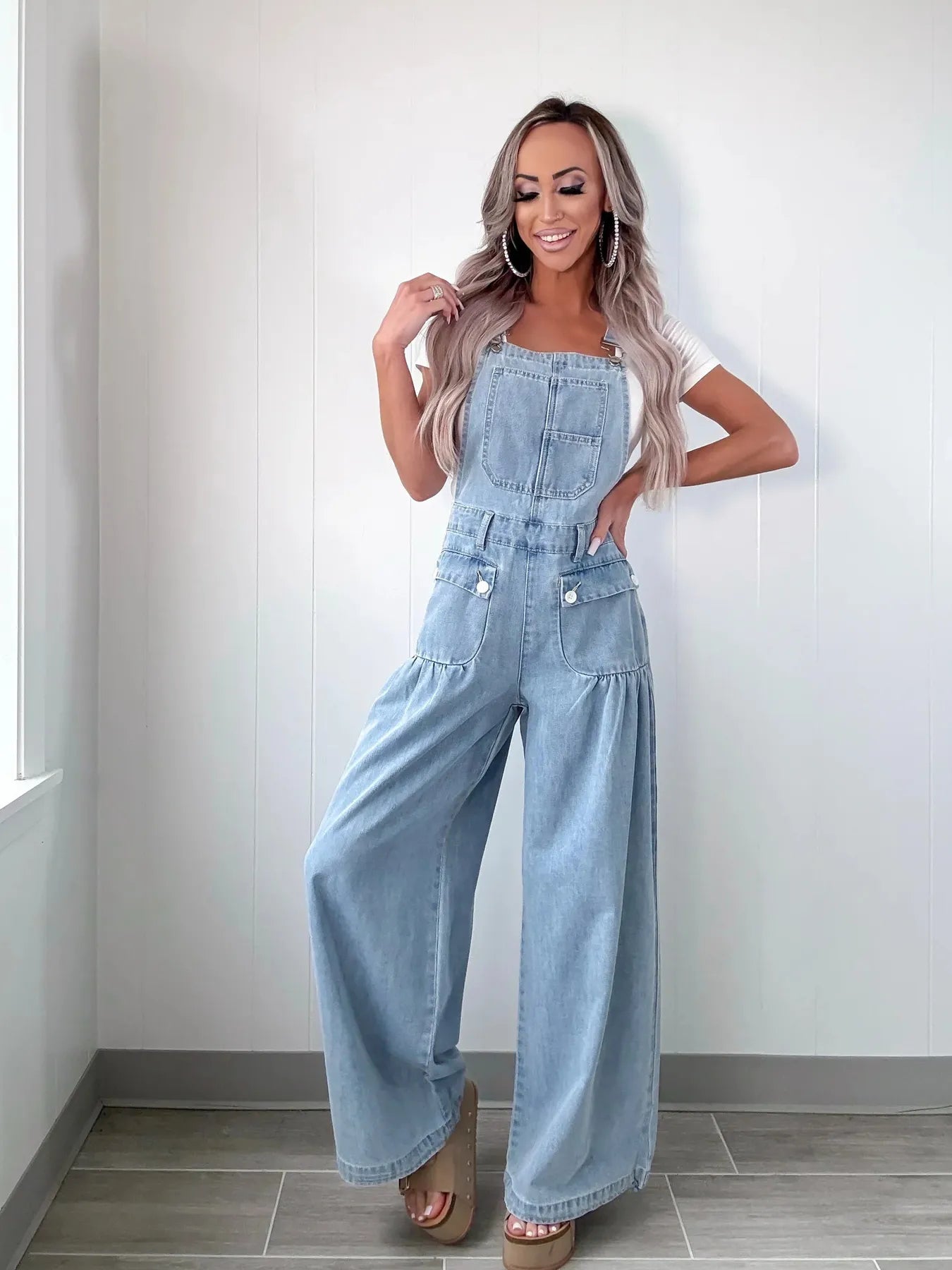 Wide Leg Denim Overalls - Tigbul's Variety Fashion Shop