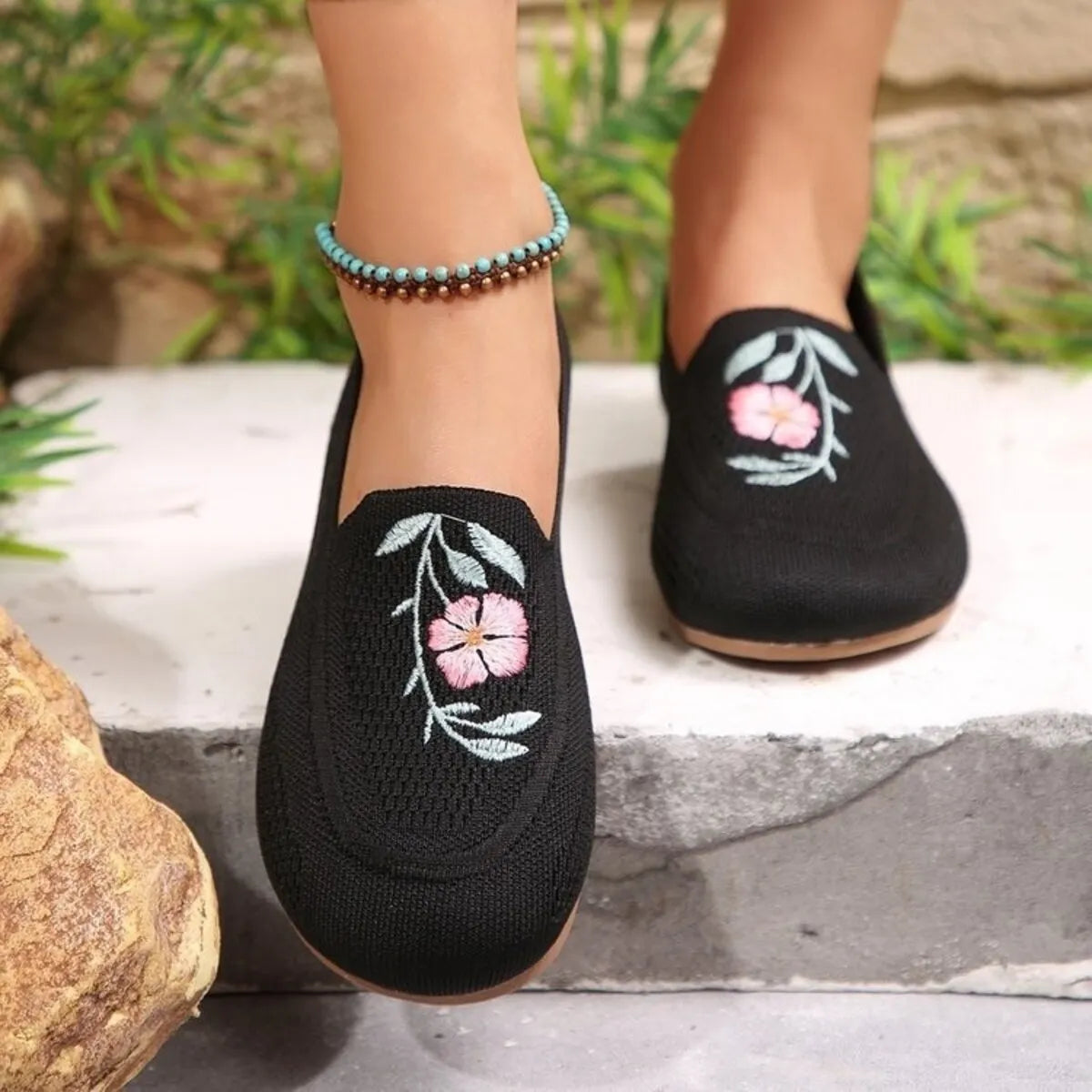 Embroidered Mesh Slip-Ons - Tigbul's Variety Fashion Shop
