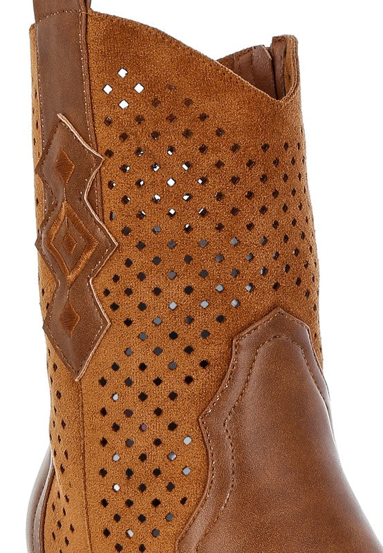 Prosia Rhinestone-Studded Cowboy Boots - Tigbul's Variety Fashion Shop