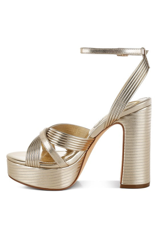 Socialite Metallic Ankle Strap Heel Sandals - Tigbul's Variety Fashion Shop