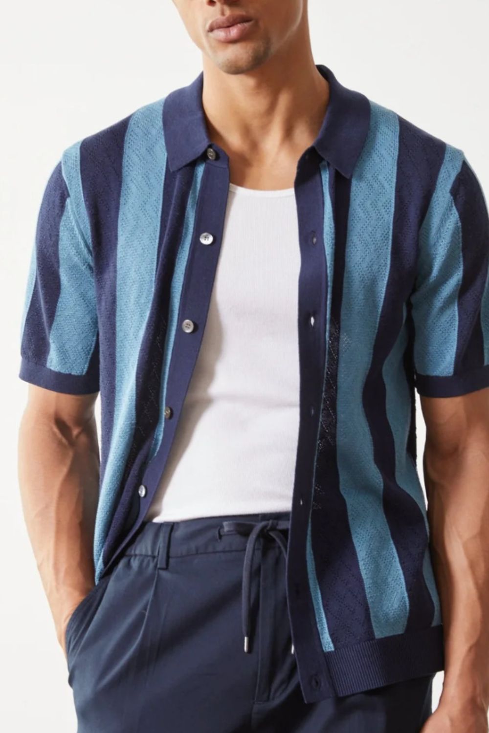 Men's Plus Size Striped Button Down Short Sleeve Shirt - Tigbul's Variety Fashion Shop