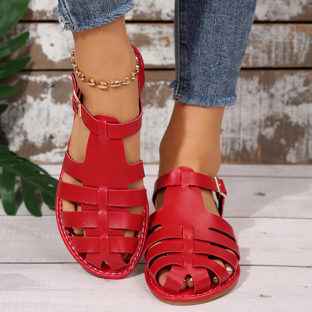 Women's Round Toe Flats Sandals - Tigbul's Variety Fashion Shop
