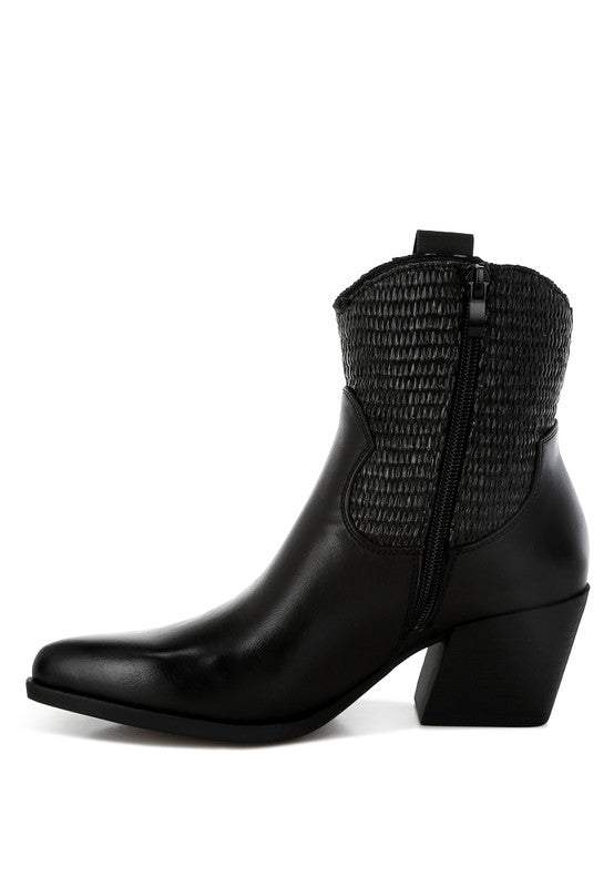Big Mood Raffia & Faux Leather Cowboy Boots - Tigbul's Variety Fashion Shop