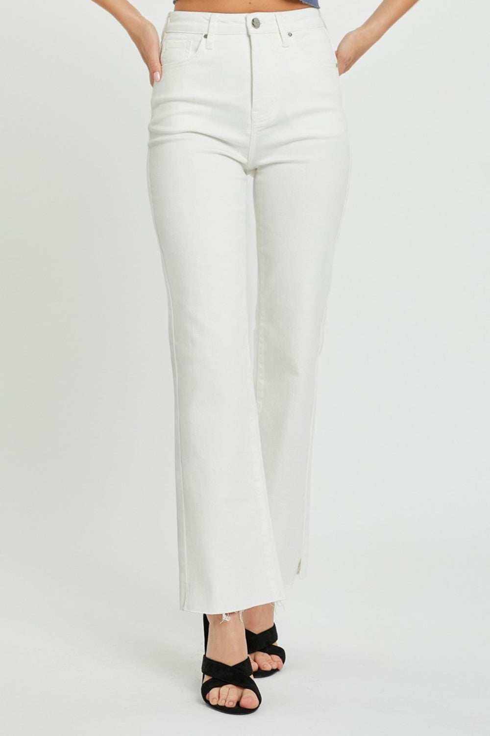 Size 1XL White High Rise Tummy Control Straight Jeans - Tigbul's Variety Fashion Shop