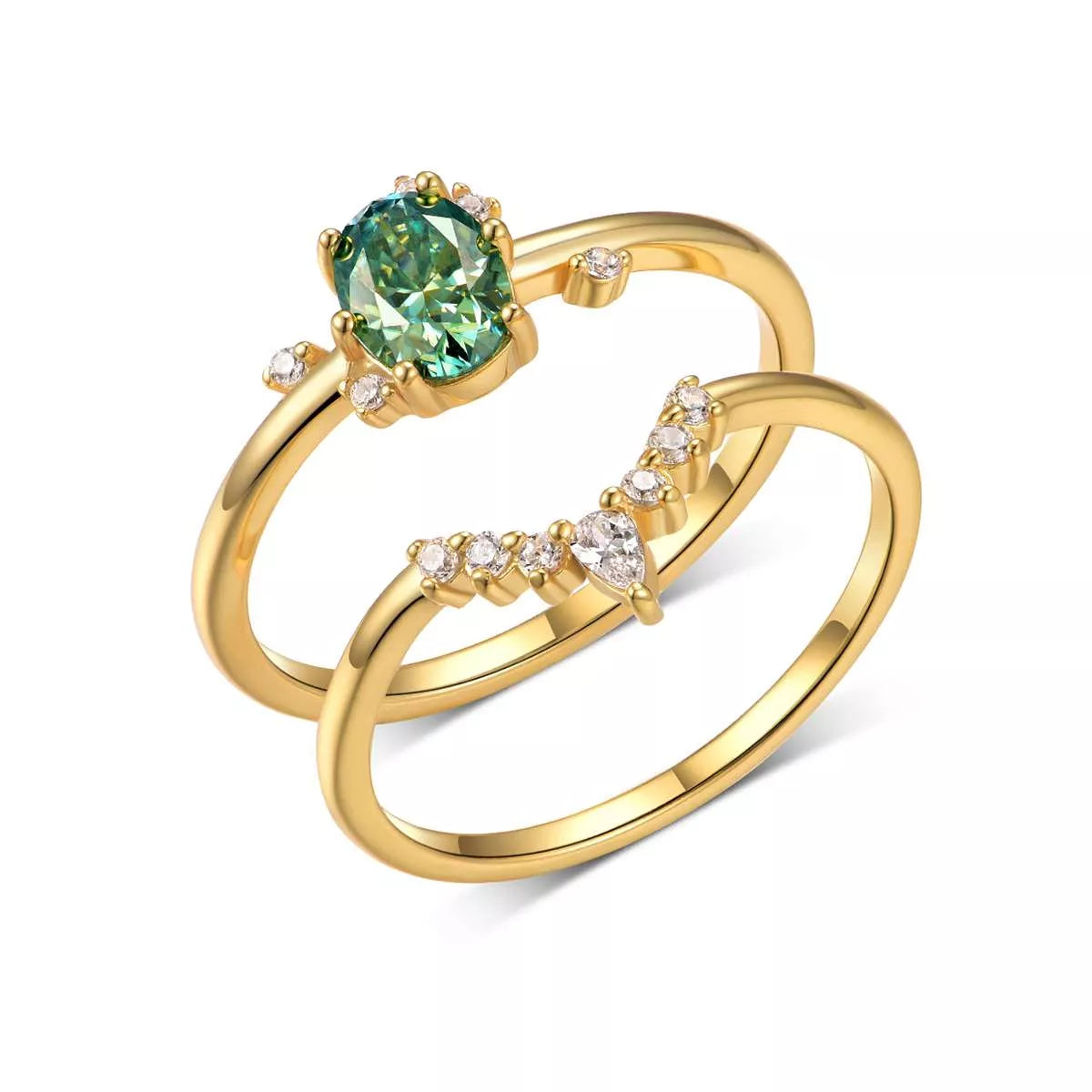 1 Carat Moissanite 925 Sterling Silver 2 Piece Ring - Tigbul's Variety Fashion Shop