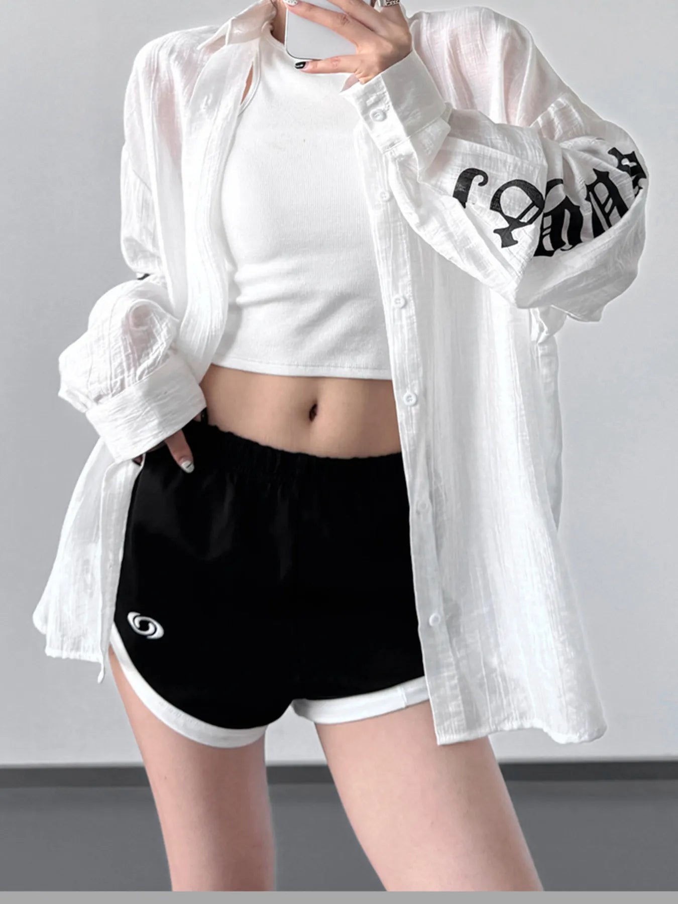 Button-Up Long Sleeve Oversized Shirt - Tigbul's Variety Fashion Shop