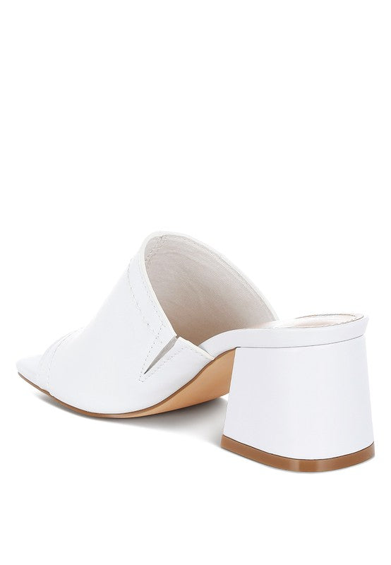 Wuling Slip-On Soft White Leather Heels - Tigbul's Variety Fashion Shop