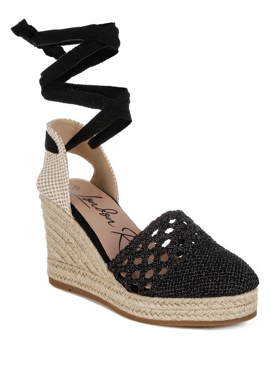 Sea Breeze Woven Lace-Up Espadrille Wedges - Tigbul's Variety Fashion Shop