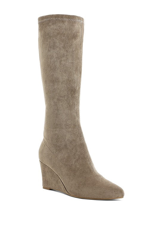Tulsha Microfiber Wedge Heel Boots - Tigbul's Variety Fashion Shop