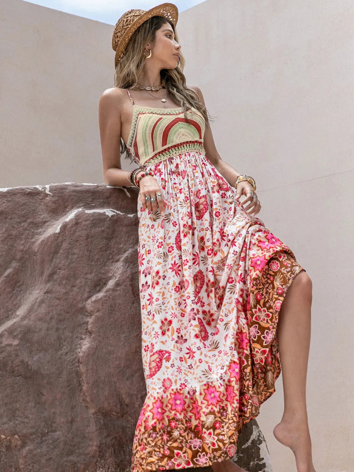 Printed Scoop Neck Cami Dress - Tigbul's Variety Fashion Shop