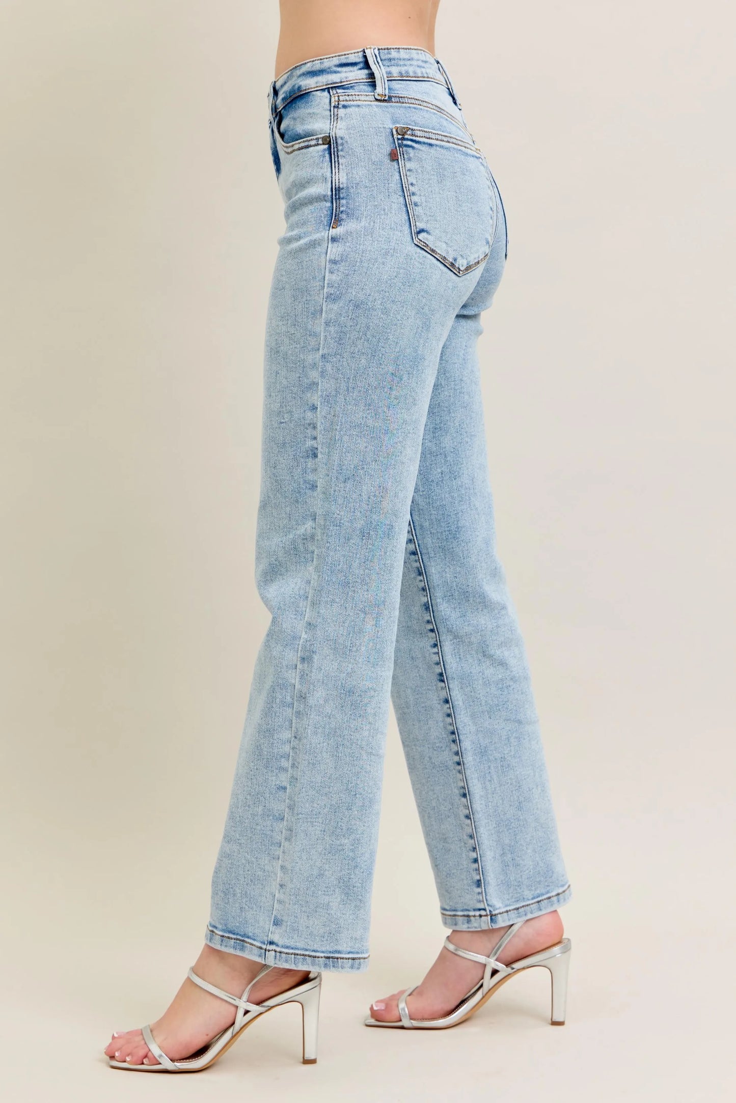 Judy Blue Full Size High Waist Stone Wash Straight Jeans Plus Size - Tigbul's Variety Fashion Shop