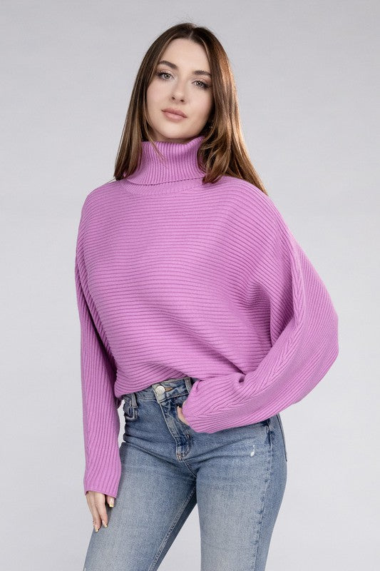 Viscose Dolman Sleeve Turtleneck Sweater - Tigbul's Variety Fashion Shop