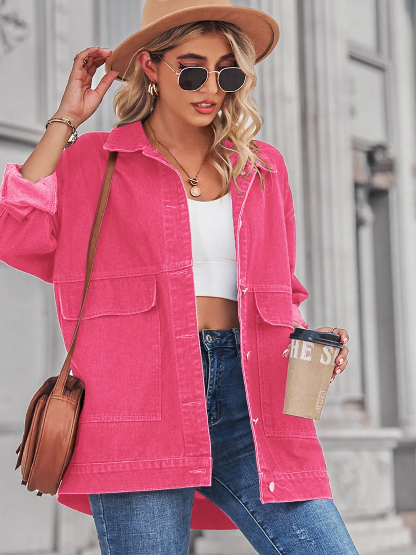 Button Up Long Sleeve Denim Jacket - Tigbul's Variety Fashion Shop