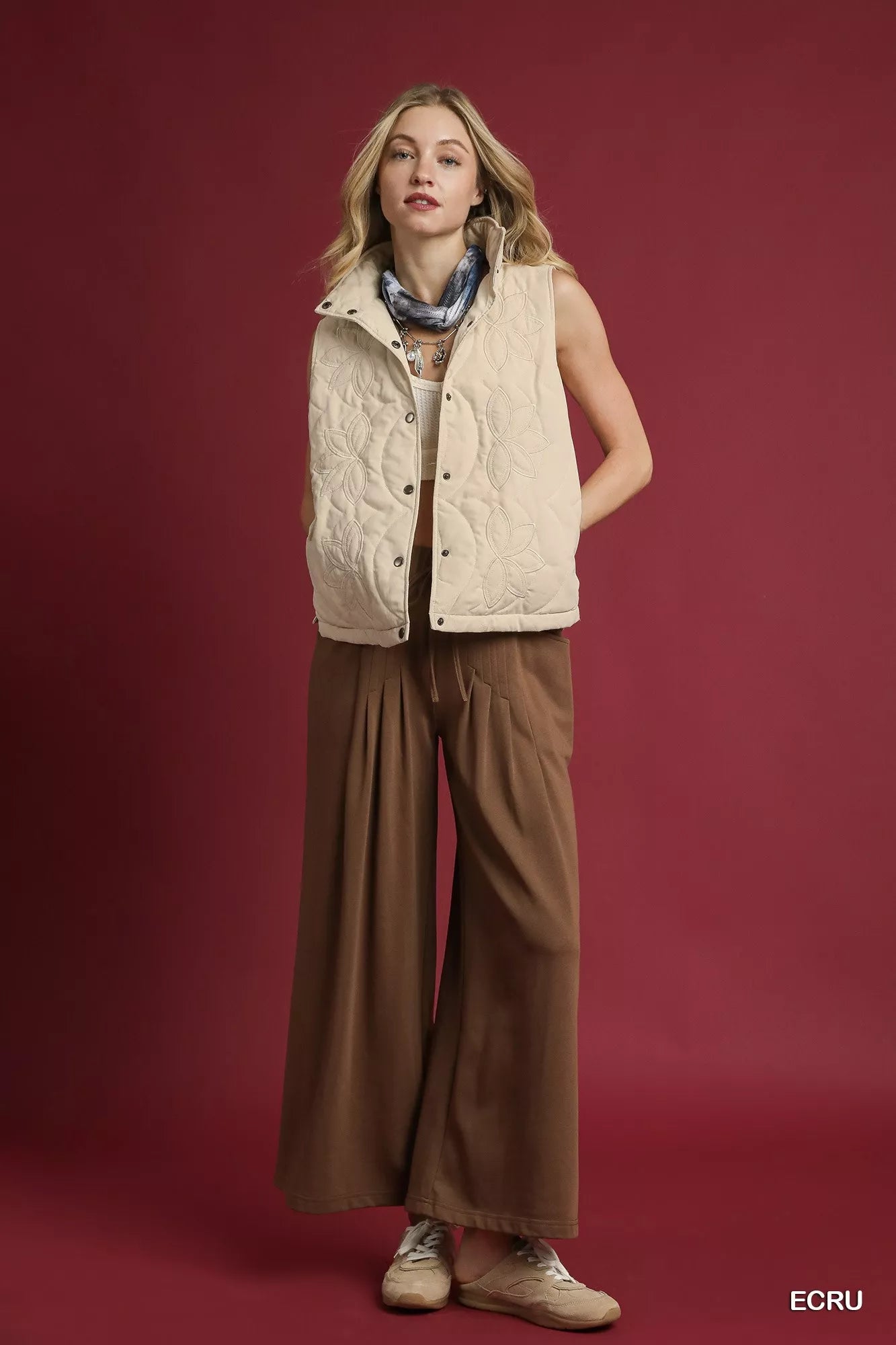 Umgee Quilted Embroidered Vest - Tigbul's Variety Fashion Shop