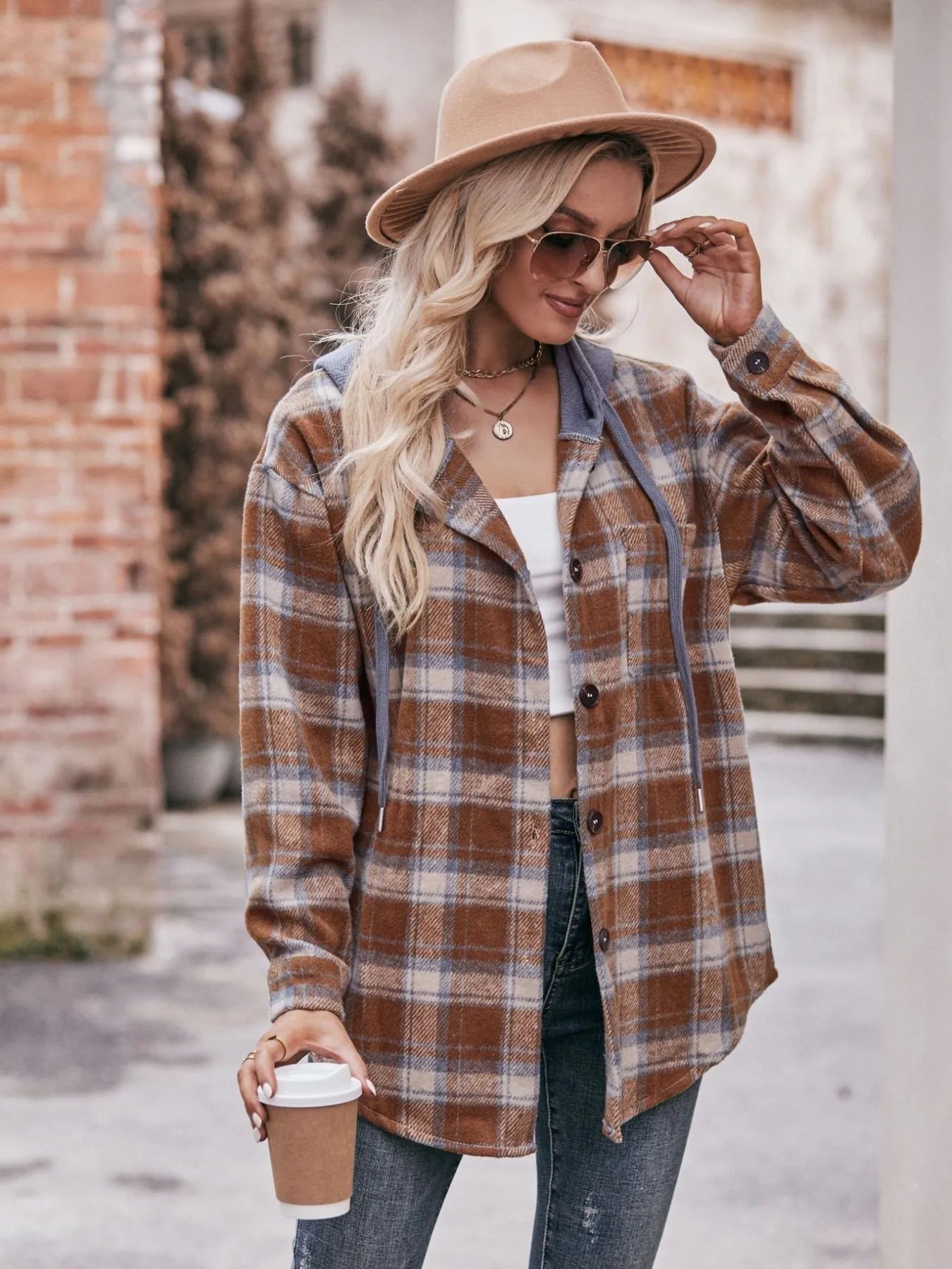 Oversized Plaid Button Up Shacket - Tigbul's Variety Fashion Shop