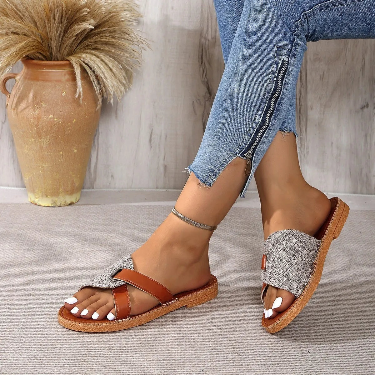 Casual Two Tone Sandals - Tigbul's Variety Fashion Shop