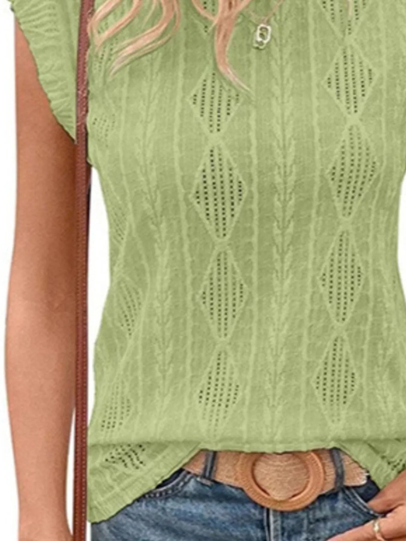 Openwork Round Neck Top - Tigbul's Variety Fashion Shop