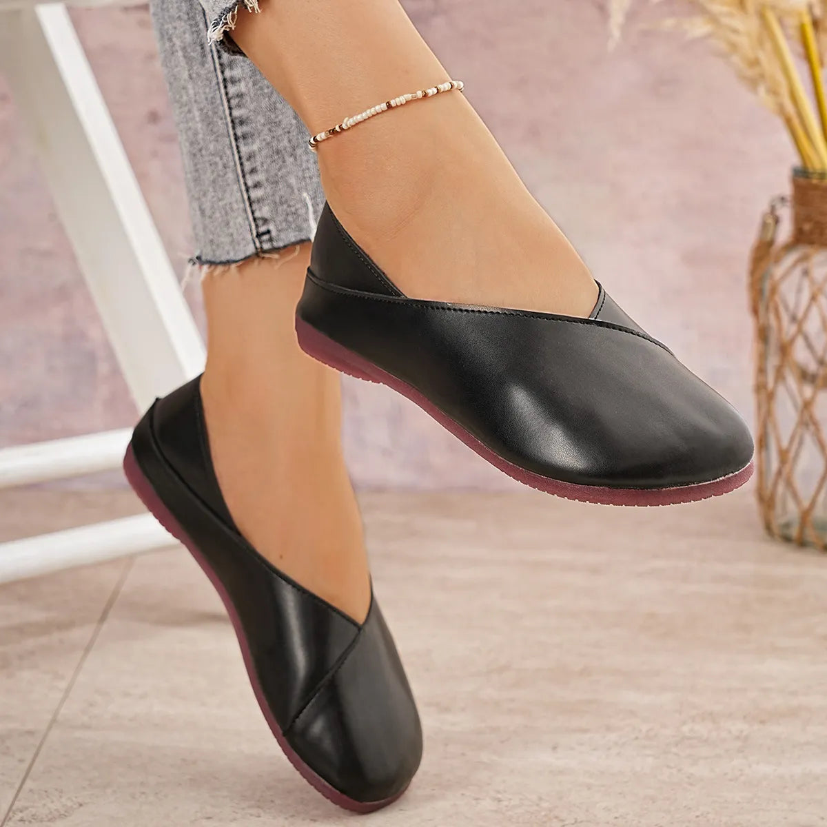 Round Toe Flats Slip-Ons - Tigbul's Variety Fashion Shop