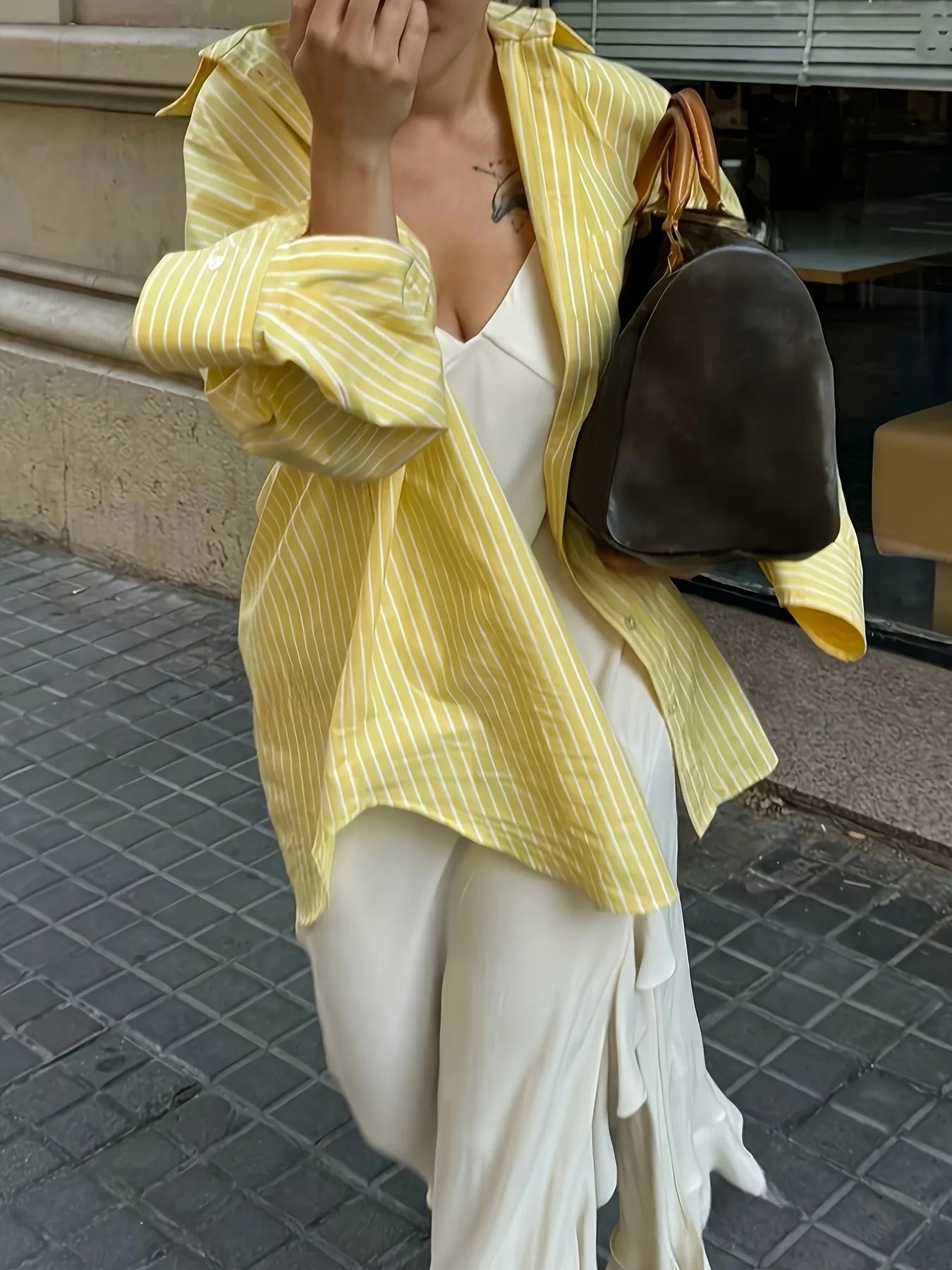 Striped Button-Down Shirt - Tigbul's Variety Fashion Shop