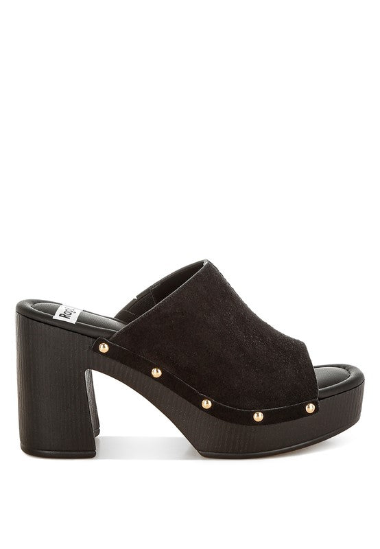 Masaki Soft Suede Leather Wooden Clogs - Tigbul's Variety Fashion Shop