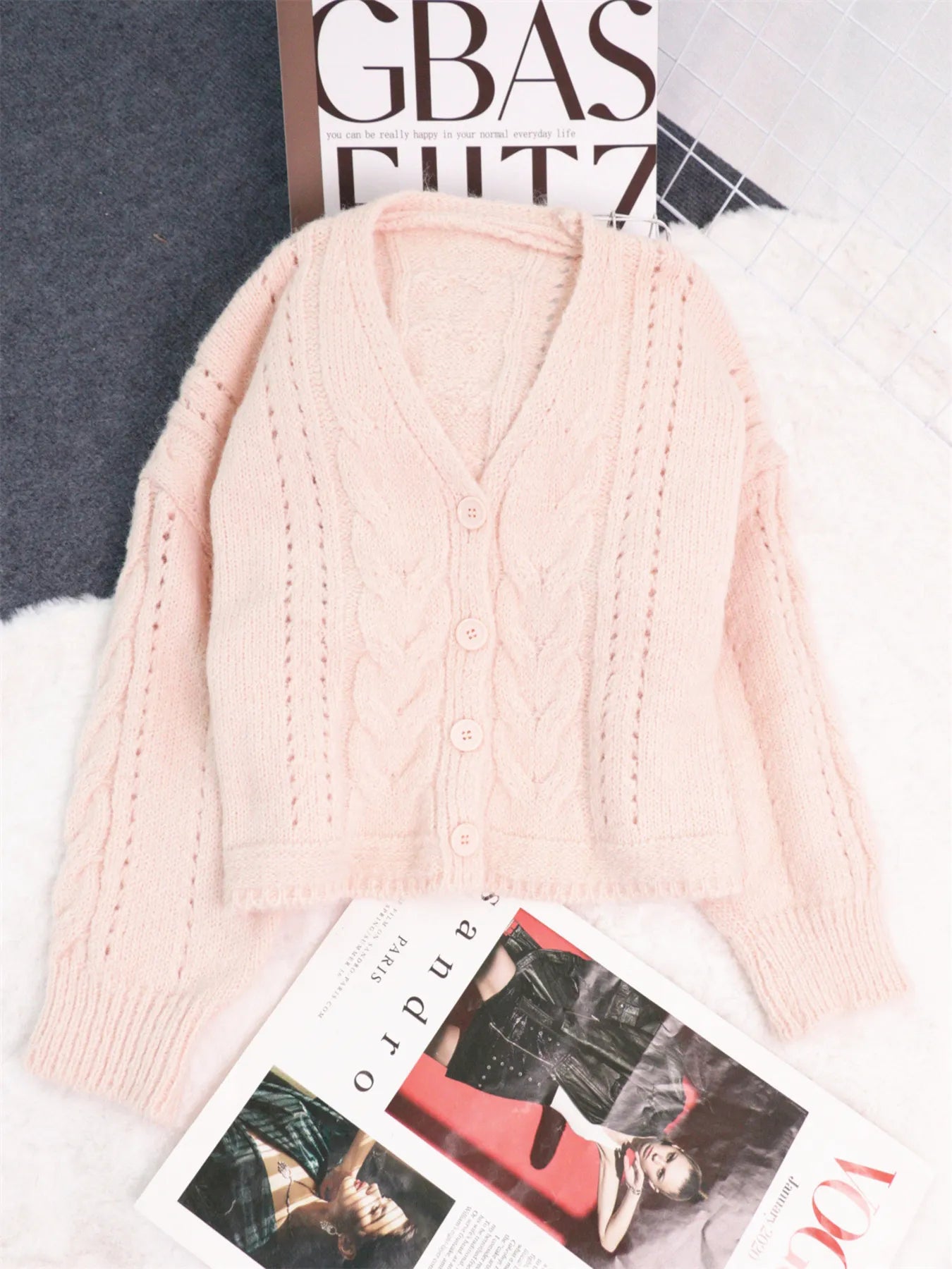 Cable Knit Button-Up Cardigan - Tigbul's Variety Fashion Shop
