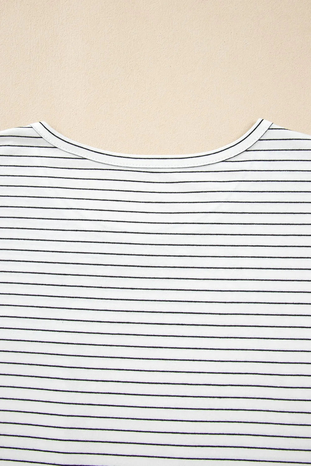 Stripe Cap Sleeve Crew Neck Casual Tee with Chest Pocket - Tigbul's Variety Fashion Shop