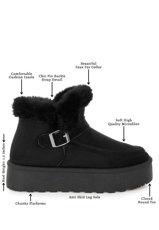 Linka Pin Buckle Detail Snow Boots - Tigbul's Variety Fashion Shop