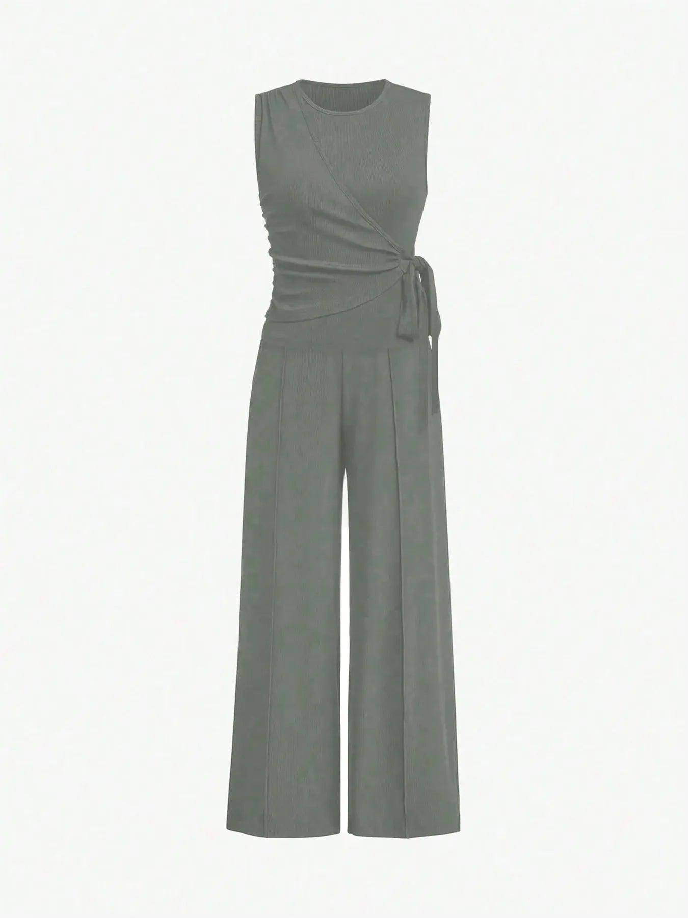 Round Neck Sleeveless Top and Pants Set - Tigbul's Variety Fashion Shop
