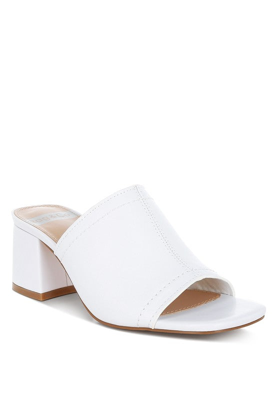 Wuling Slip-On Soft White Leather Heels - Tigbul's Variety Fashion Shop