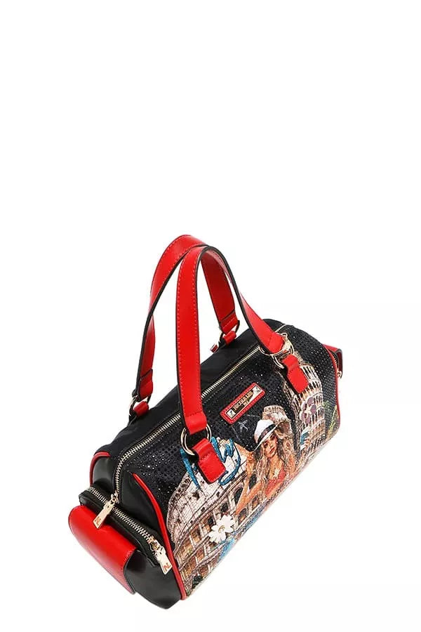 Nicole Lee USA Martha Travels Italy Wide Handbag with Rhinestones - Tigbul's Variety Fashion Shop