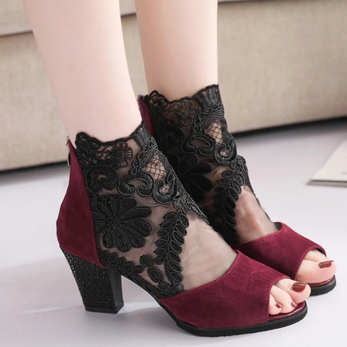 Peep Toe Block Heels Sandals - Tigbul's Variety Fashion Shop