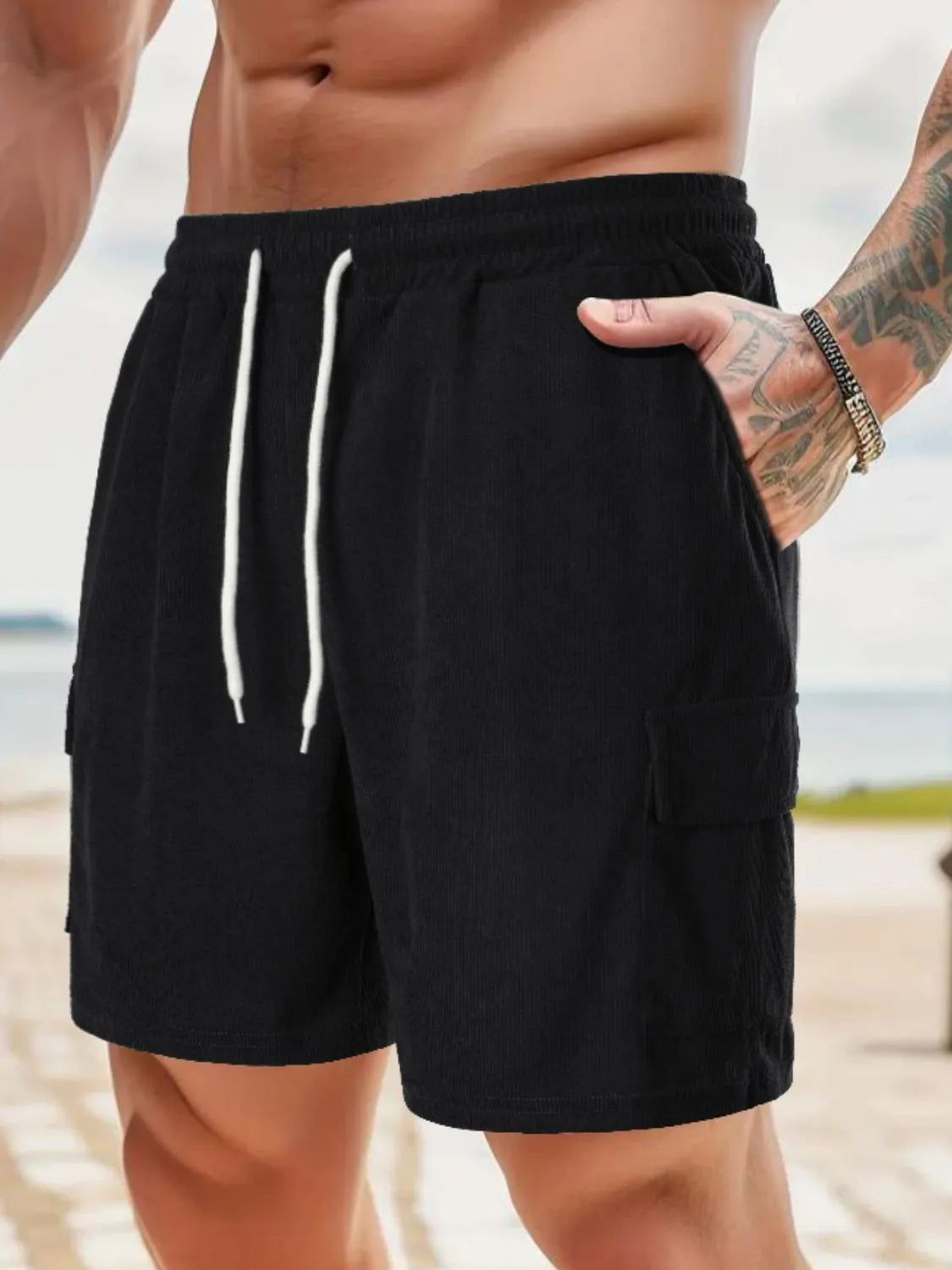 Men's Drawstring Shorts with Pockets - Tigbul's Variety Fashion Shop