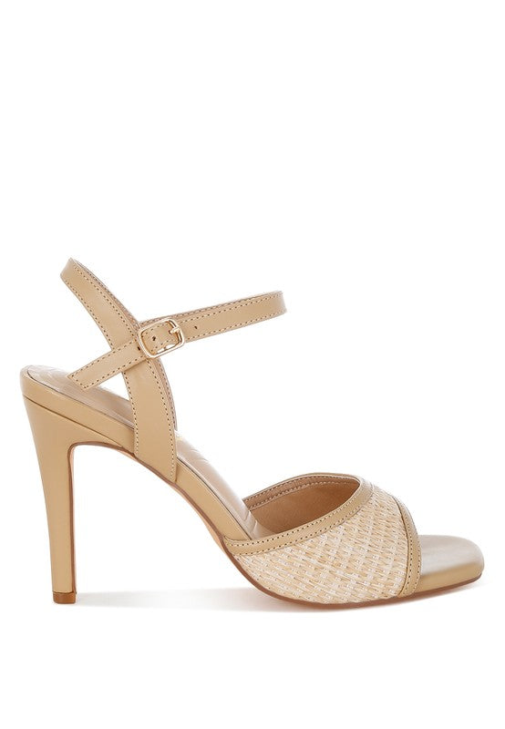 Vilasta Raffia Square Toe Stiletto Heels - Tigbul's Variety Fashion Shop