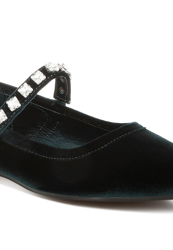 Aralia Velvet Mary Jane Ballerinas - Tigbul's Variety Fashion Shop