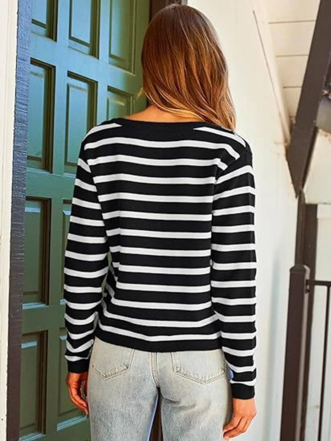 Striped Button-Up Cardigan - Tigbul's Variety Fashion Shop