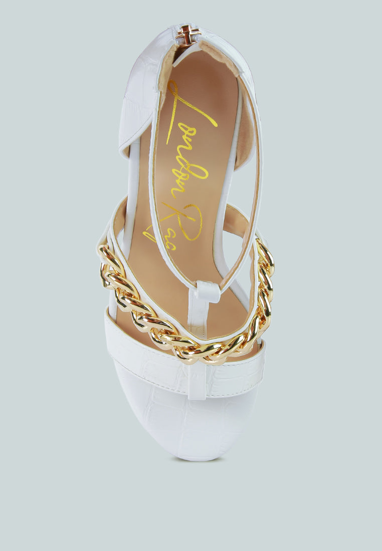 Bonita Metal Chain Zip Up Sandals - Tigbul's Variety Fashion Shop