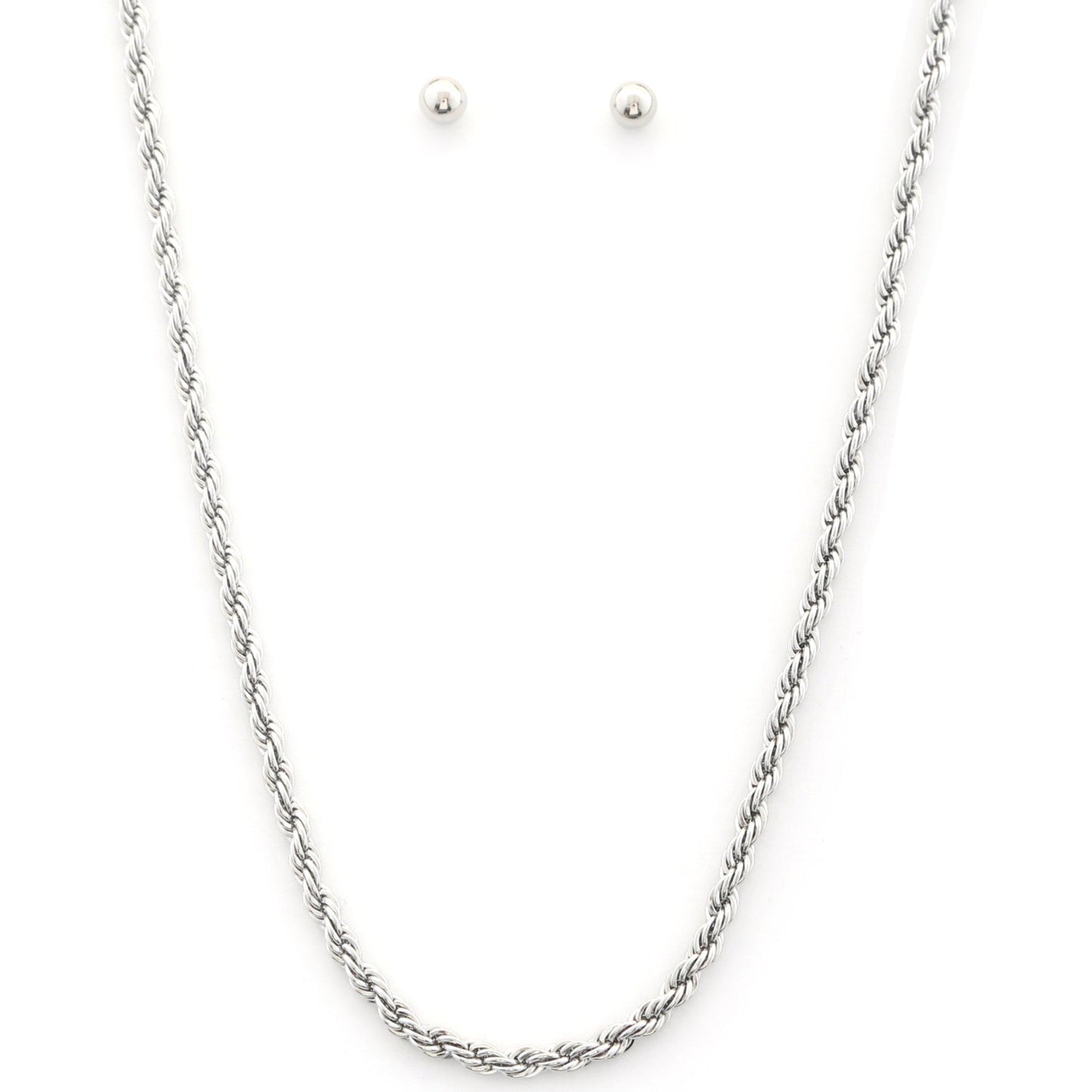 Rope Link Metal Necklace and Earring Set - Tigbul's Variety Fashion Shop