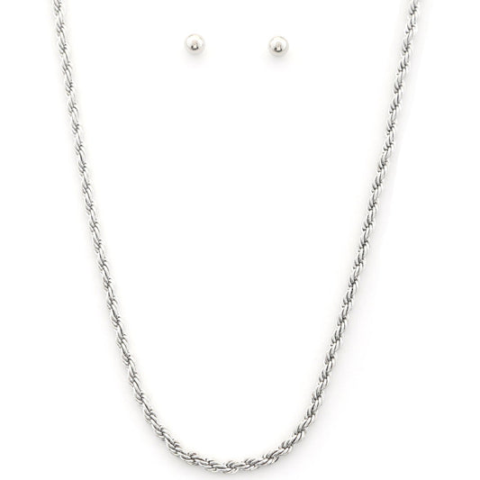 Rope Link Metal Necklace and Earring Set - Tigbul's Variety Fashion Shop