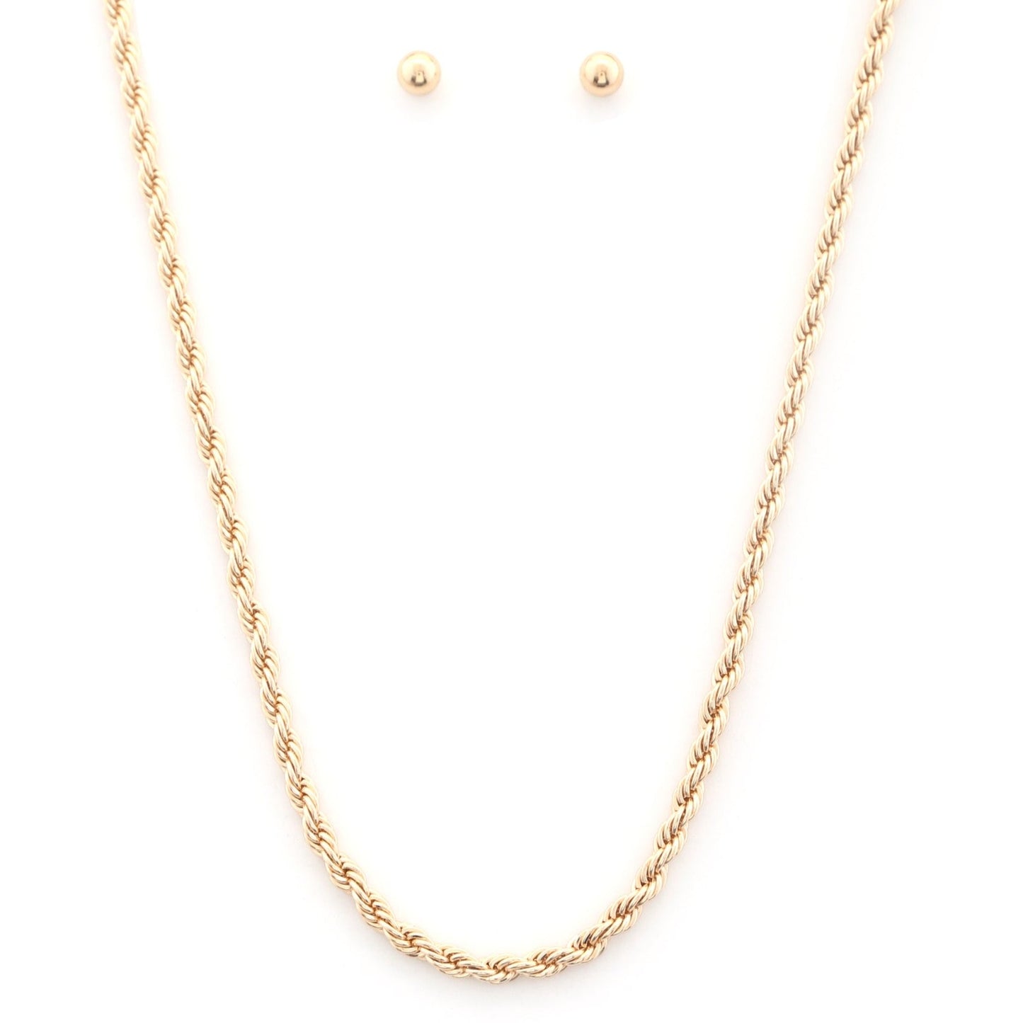 Rope Link Metal Necklace and Earring Set - Tigbul's Variety Fashion Shop