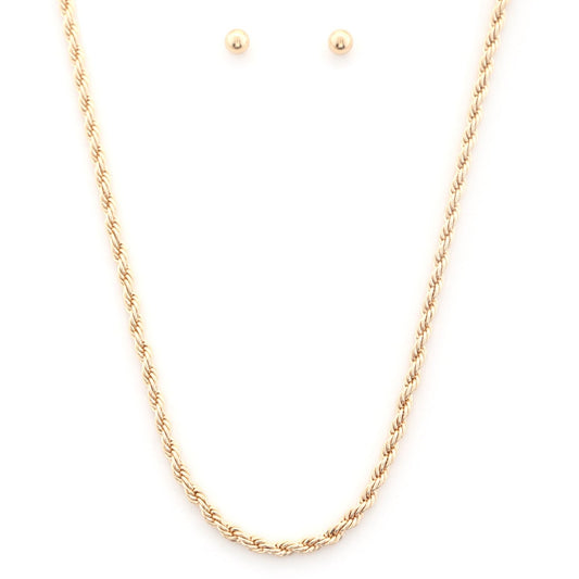 Rope Link Metal Necklace and Earring Set - Tigbul's Variety Fashion Shop