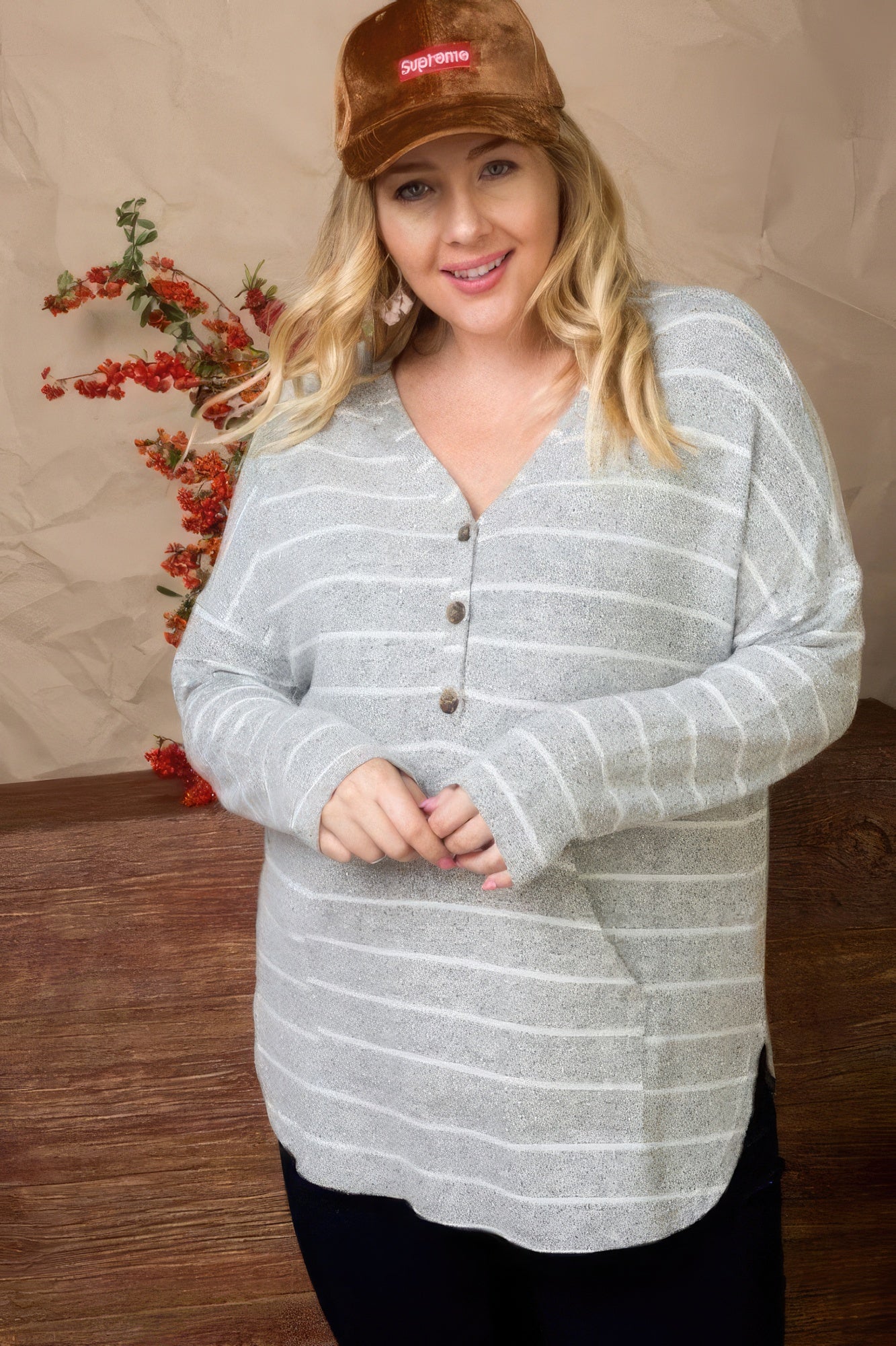 Brushed Hacci Two Tone Stripe Top - Tigbul's Variety Fashion Shop